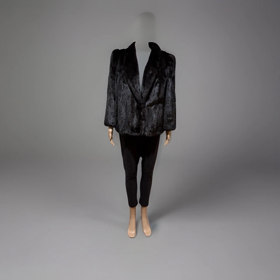 Hermosa chaqueta de visón rancho negra para dama Foto 2 de 4