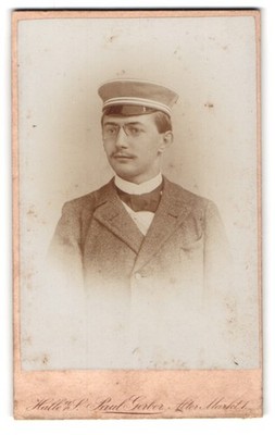 Fotografie Paul Gerber, Halle a. S., Alter Markt 1, Portrait eines Studeten im  