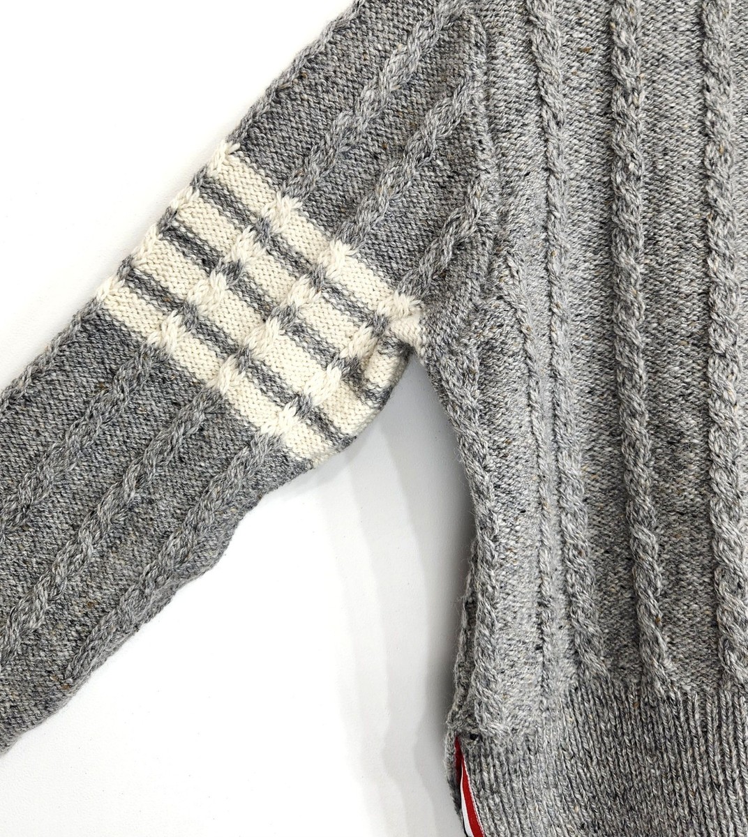 Four-Stripe Cable Knit Sweater 12345 | eBay