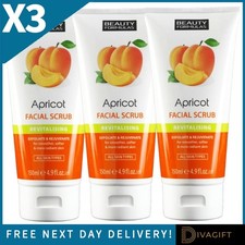 3 x BEAUTY FORMULAS APRICOT FACIAL SCRUB 150ML DEEP EXFOLIATOR SKIN CLEANSER NEW