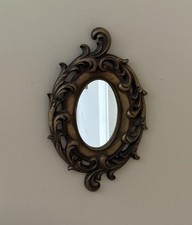 Small Ornate Scroll Oval Hanging Accent Mirro...