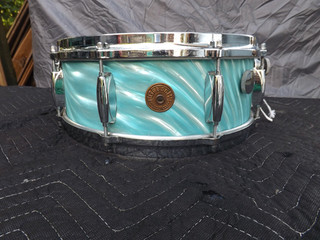 Gretsch 4157 Aqua Swirl distintivo rotondo rullante anni 60 8 lug