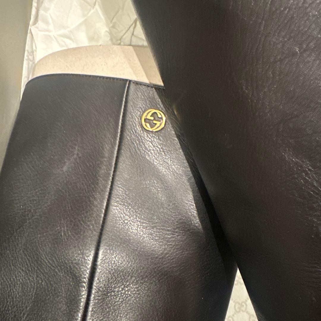 GUCCI Boots Heel Interlocking Leather Black EU36/US6 116440c thumbnail 20