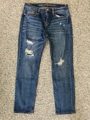 OLD NAVY Women s Boyfriend Straight Distressed Blue Jeans Size 4 Reg Mid Rise