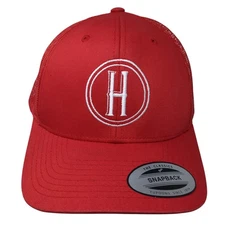 H Logo Snapback Trucker Hat Red OS Adjustable Embroidered The Classics Yupoong