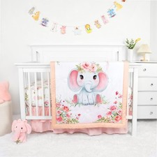Baby Crib Bedding Set for Girls, Soft Bedding Set with Comfort, Crib Skrit, C...