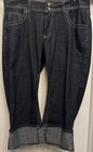 Angels Jeans Women's Dark Blue Denim Cropped Pants Button Pockets Plus — photo 1