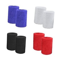 4 Pairs of Cotton Terry Cloth Wrist Sweatbands/Sports Basketball Wristband for