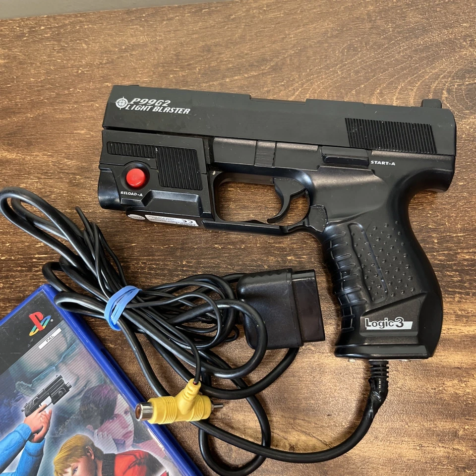 SONY PLAYSTATION PS1 PS2 LIGHT GUN BLASTER CONTROL Logic 3 Kickback P99G2 & Game - Image 2 of 4