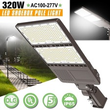 320W LED Parking Lot Light Slip Fitter Mount Dusk to Dawn Photocell 100-277VAC