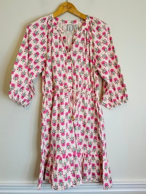 Reformation LEA White Pink Floral Cotton Mini ShirtDress Size M Spring Garden