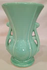 Vintage MCCOY  Pottery Double Handled Vase Teal 8 inches GREAT CONDITION