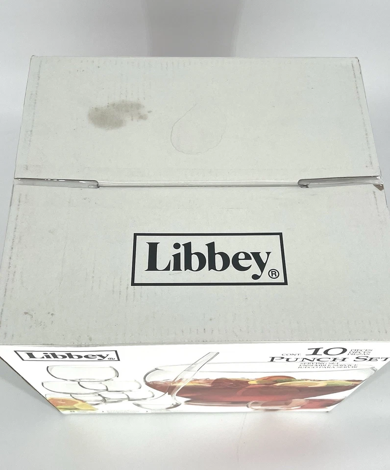 Libbey Selene Glass Punch Bowl 10 Piece Serving Set (Bowl,Plastic Ladle,8 Cups) - Image 3 of 4