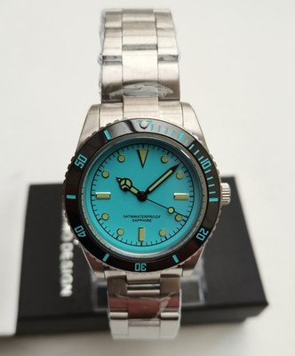 NIB AIMIMIMO C8204G ALL STEEL JAPAN QUARZ SPORTUHR ICE BLUE SAPPHIRE LUME 50m