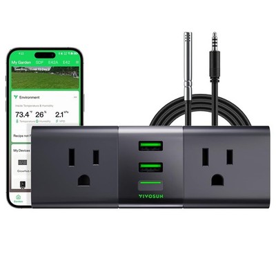 VIVOSUN GrowHub Outlet Controller A22 w/ T&H Sensor Probe WiFi-Controller