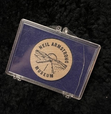Vintage Neil Armstrong Air & Space Museum Wood Coin Apollo 11 12th anniversary