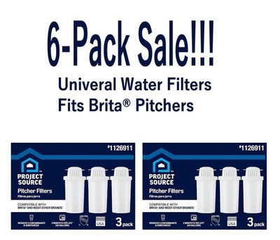 Project Source 6-Pack Filters fits Brita & Others Water Pitchers Dispensers