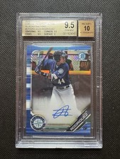 2019 Bowman Chrome Julio Rodriguez Prospect Auto True Blue Ref /150 BGS 9.5/10