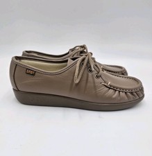 Womens 6.5 M SAS Siesta Walking Shoes Mocha Tan Leather Comfort Tripad USA Made