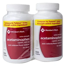 Member’s Mark Acetaminophen 500 mg, 1200 ct – Pain Relief, Compare to Tylenol