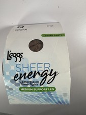 L'eggs Sheer Energy Compression Sheer tights Medium Support Leg Queen Q Suntan