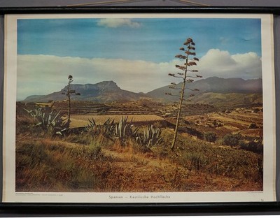 Spain Castilian Plateau Vintage Wall Chart pull-down poster
