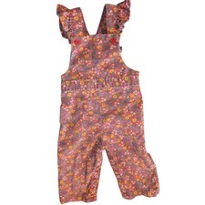 70s Vintage Healthtex Toddler Girl Floral Print Corduroy Overall Romper Outfit