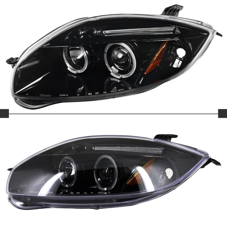 Jet Black Projector Headlights Fits 2006-2012 Mitsubishi Eclipse LED Halo 06-11 Foto 4 de 4