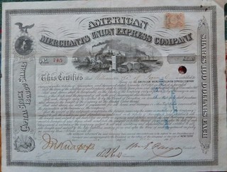 Aktie American Merchants Union Express Company von 1868