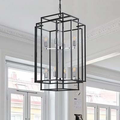 31'' Pendant Light Black Chrome Modern Chandelier Rustic Lantern Hanging Fixtures