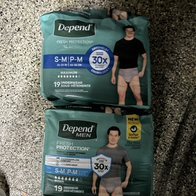 Depend Flex-Fit Underwear Men, Size S-M, 2-19 Ct, Disposable Briefs