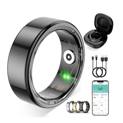 J-RING In Black Smart Ring Size 8 Fitness Tracker SpO2 Titanium Waterproof NEW