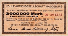 Magdeburg - Kohle-AG - 2 Millionen Mark - No KN 6st - Keller 3391.a.