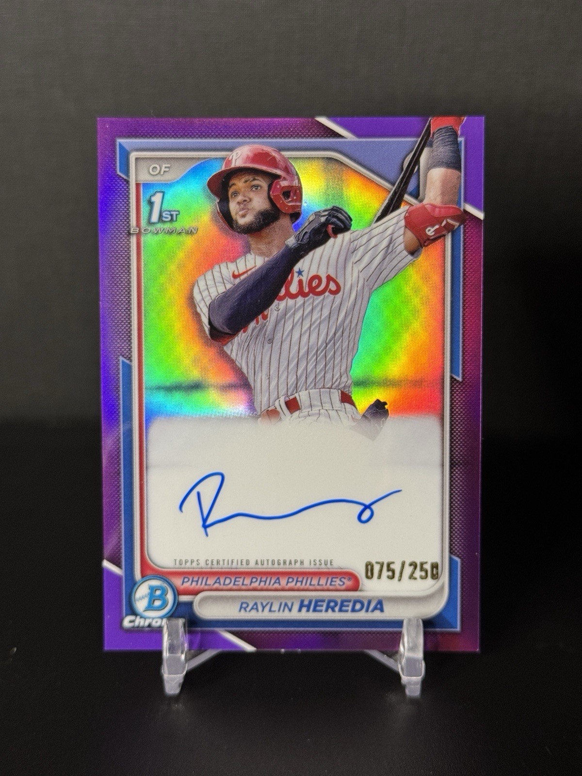 2024 Bowman Chrome Raylin Heredia 1st Auto Purple Refractor /250 Phillies
