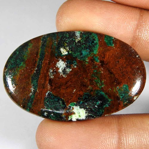 57.90Cts100%Natural Green Malachite Chrysocolla Oval Cabochon Gemstone - Picture 2 of 3