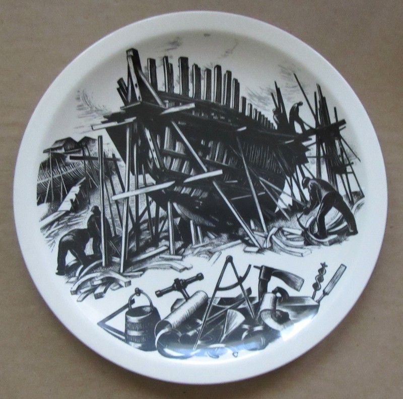 Wedgwood SHIP BUILDING New England Industries 10 1/2” Plate Clare Leighton