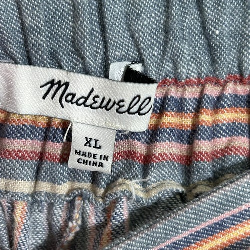 Madewell Pantaloni crop Huston con bottoni laterali XL a righe gamba larga lino - Foto 5 di 7