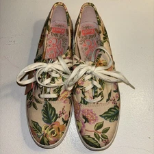 Keds x Rifle Paper Co Womens Floral Canvas Sneakers Size 8 Lace Up Pink Shoes