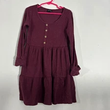 Art Class Waffles Knit Long Sleeve Top Burgundy Size small 6