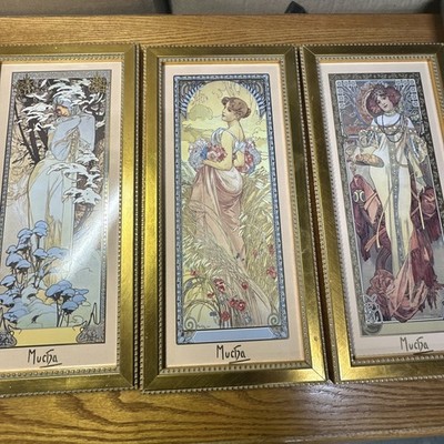 Goebel Artis Orbis ALPHONSE MUCHA FOUR SEASONS Limited Edition Set of 4 Framed