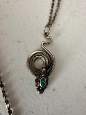 Vintage Snake Sterling Silver Turquoise Necklace Great Condition