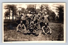 RPPC Group Outdoor Portrait of Several US WWI Soldiers Rifle Postcard