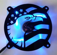 Custom 120mm FLAG EAGLE Computer Fan Grill Gloss Black Acrylic Cooling Cover Mod