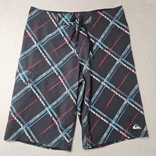 Quiksilver Youth Boys Black Striped Board Short Swim Trunks Pool Summer Size 16