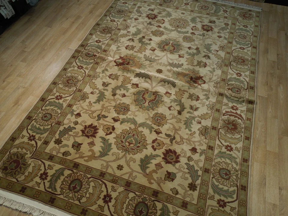 Alfombra Oriental 6x9 Alfombra Textura Suave Beige Oushak Alfombra Anudada a Mano Foto 3 de 4