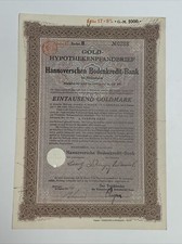 ZŁOTO = LIST ZASTAWNY HIPOTECZNY - Hannoversche Bodencredit-Bank -15.4.29-1000 marek złota