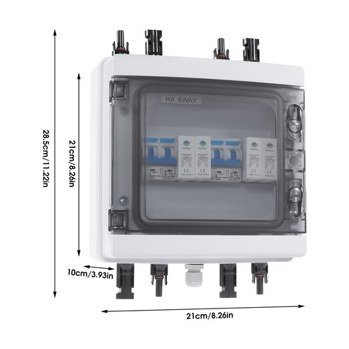 2 Strings Solar Combiner Box FIT Solar Panel Disconnect Switch Circuit Breaker - Picture 5 of 18