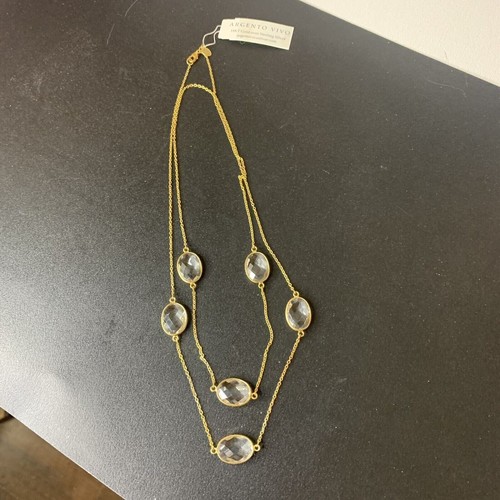 Argento Vivo Necklace 18k Gold Over Sterling Silver 925 Crystal 36” Layering - Picture 4 of 7