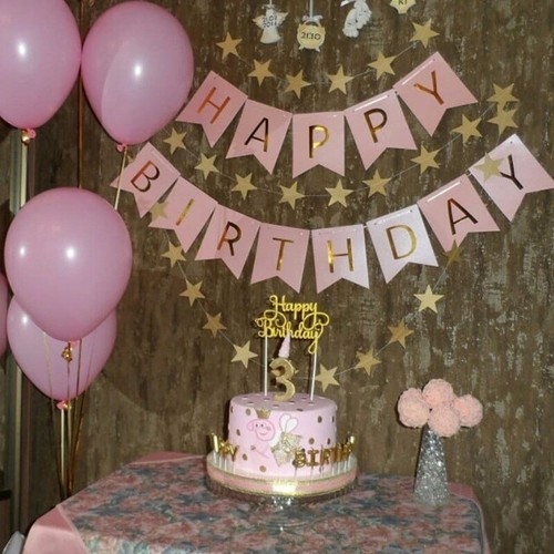 Happy Birthday Banner glitter Gold Letter Flag Birthday Party Decorations - Picture 3 of 18