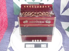 Hohner button accordion in rare C# *Made in Germany* as-is, unrestored
